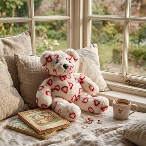 Love at First Hug! Large 18" Fiesta Woven Heart Teddy Bear